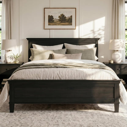 Full Size Wood Platform Bed Frame with Headboard