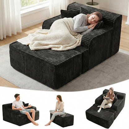 Chaise Lounge Chair Indoor, Boneless Chair with Ottoman