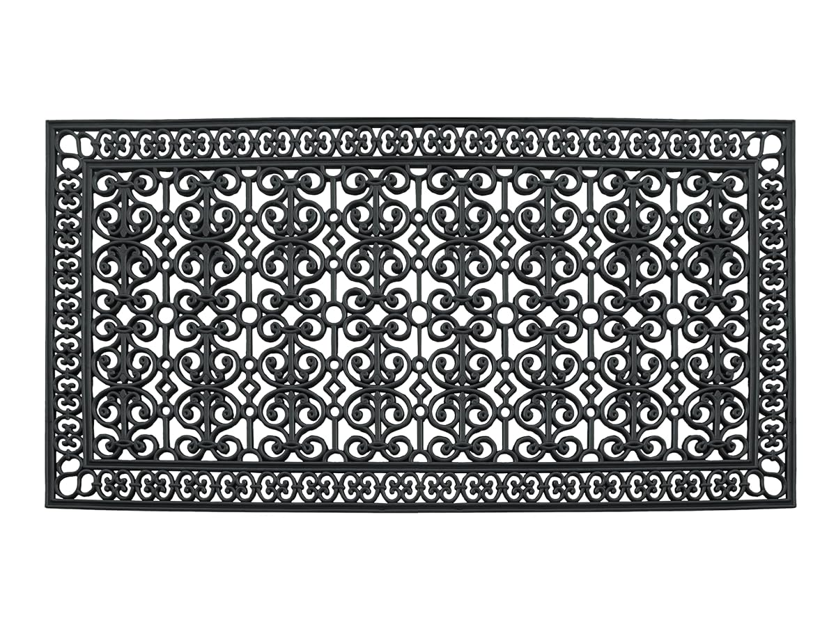 34-LB Heavy Duty Rubber Doormat 36"×72" - Won't Blow Away | Outside Front Door Mat, Mud Dirt Scraper, Non-Slip Drainage Mat for Entryway Patio Garage, All-Weather, 100% Rubber Mats