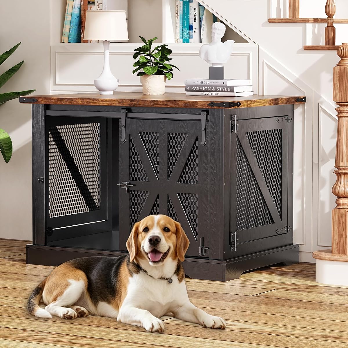 40" Farmhouse Dog Crate Furniture for Medium Dogs Up to 45 lb