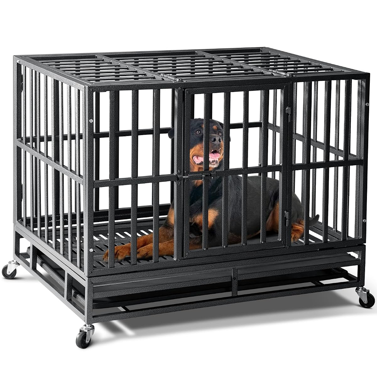 38 Inch Heavy Duty Dog Crate,Upgraded Reinforced Baseplate