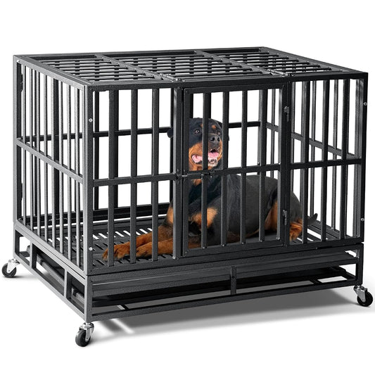 38 Inch Heavy Duty Dog Crate,Upgraded Reinforced Baseplate