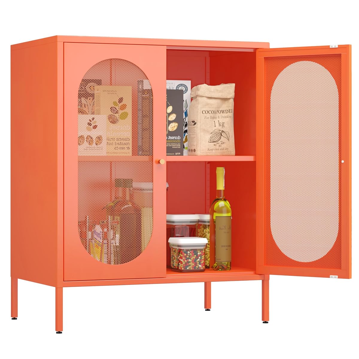2 Door Accent Cabinet, Metal Storage Cabinet with Adjustable Shelf
