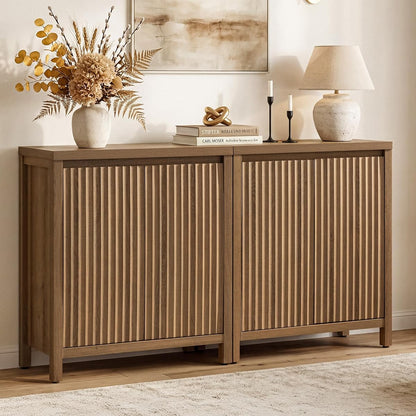 Sideboard Buffet Cabinet with Storage, Fluted Credenza Buffet Table
