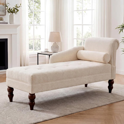 Chaise Lounge Chair with Armrest & Lumbar Pillow, Upholstered Sofa