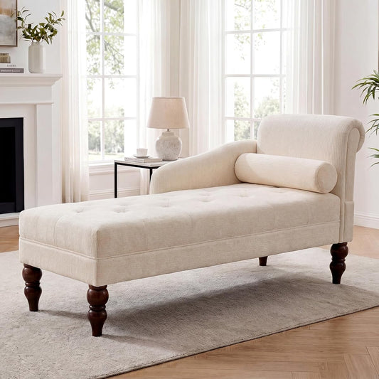 Chaise Lounge Chair with Armrest & Lumbar Pillow, Upholstered Sofa
