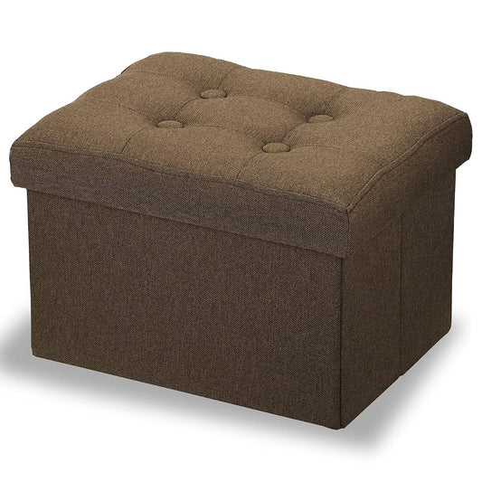 Ottoman Storage Ottoman with Storage Small Foot Rest Stool Under Desk Stool Short Folding Footrest Linen Cloth Brown 16X12X12IN