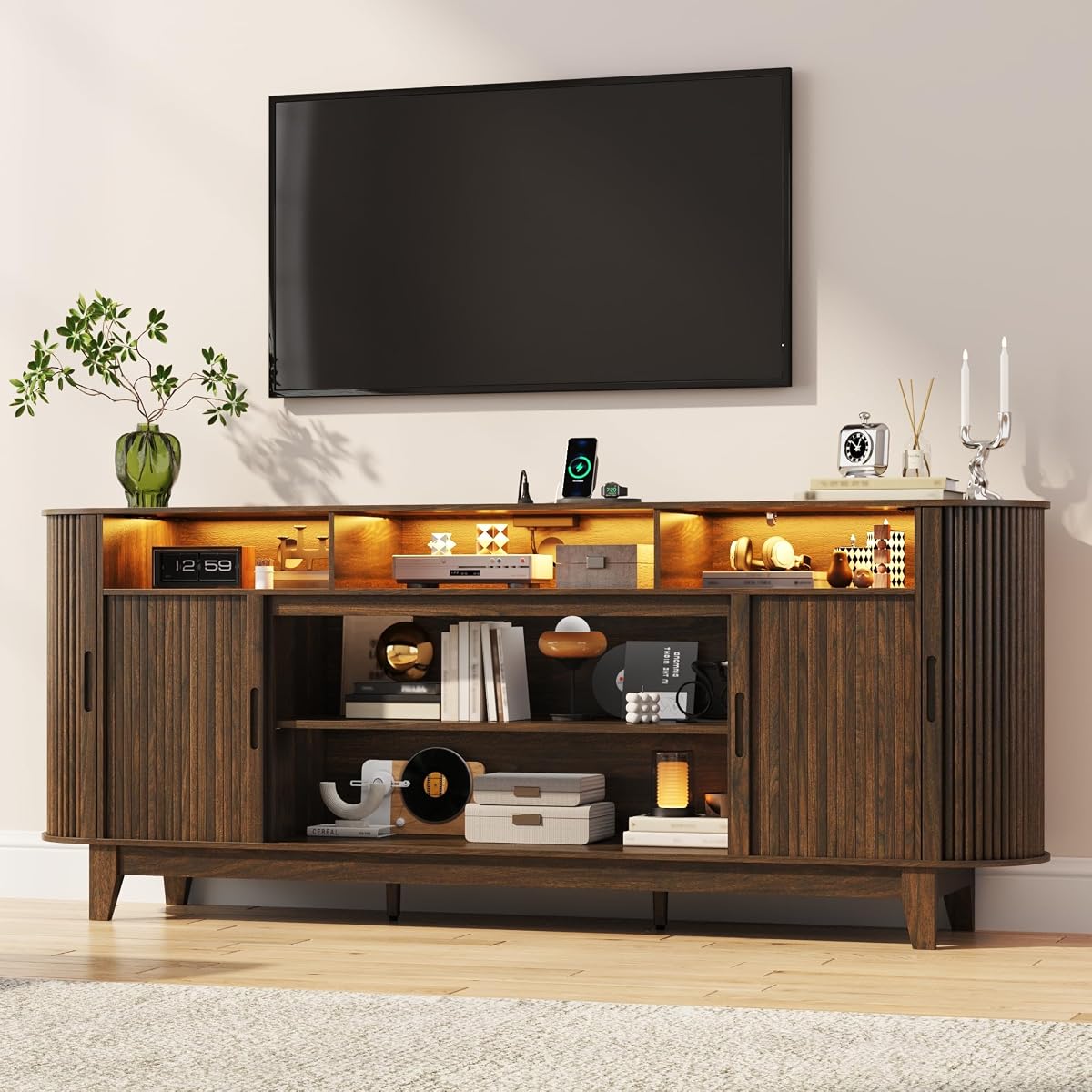 80" Mid Century Modern TV Stand for Living Room