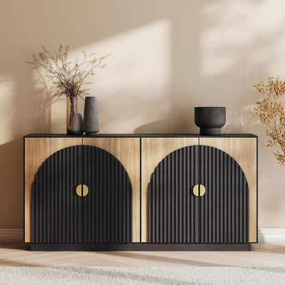 65 Inch Fluted Buffet Cabinet with Storage