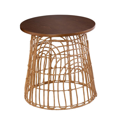 Weaverdon Round Accent Table - Transitional Design, Natural Rattan - Fully Assembled - Ideal for Living Room, Bedroom (OC1153706)