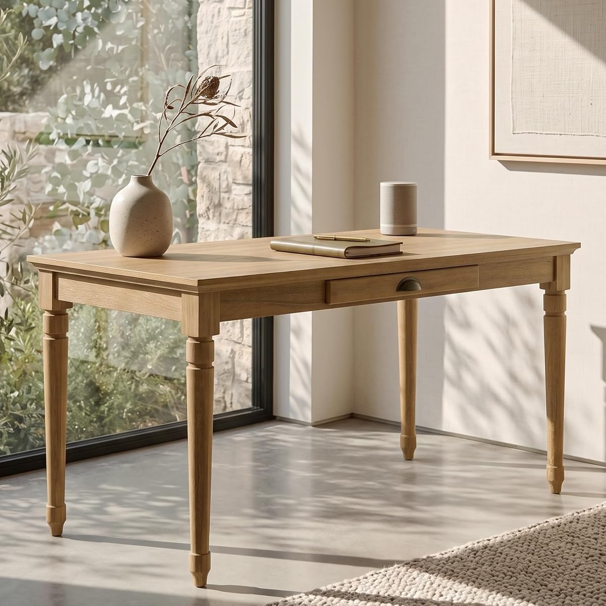60" Rustic Farmhouse Writing Desk with Storage Drawer, Seadrift