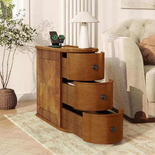 Narrow End Table with Charging Station
