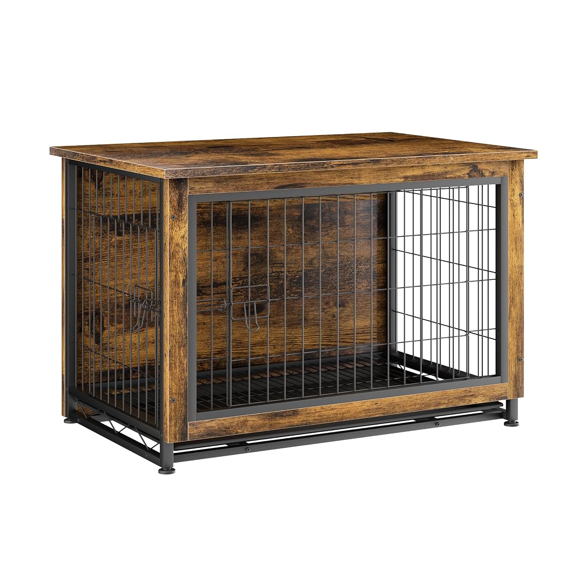 JY QAQA Dog Crate Furniture, Wooden Dogs Crate Table, Double-Doors Dog Furniture