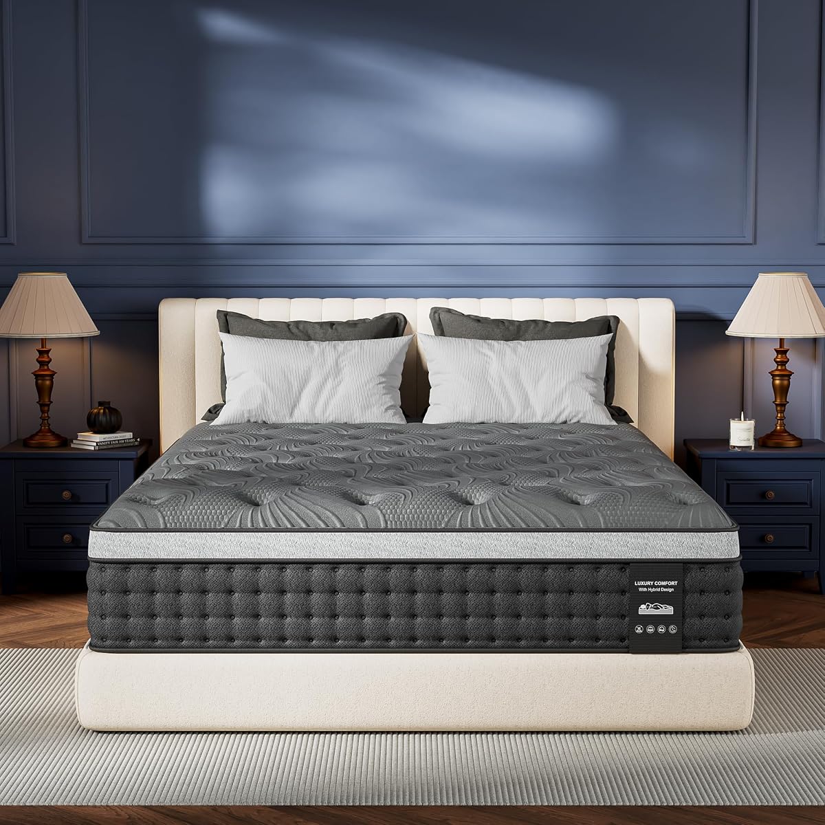 Firm Queen Mattress 12 inch,Luxury Cooling Hybrid Queen Mattress in a Box