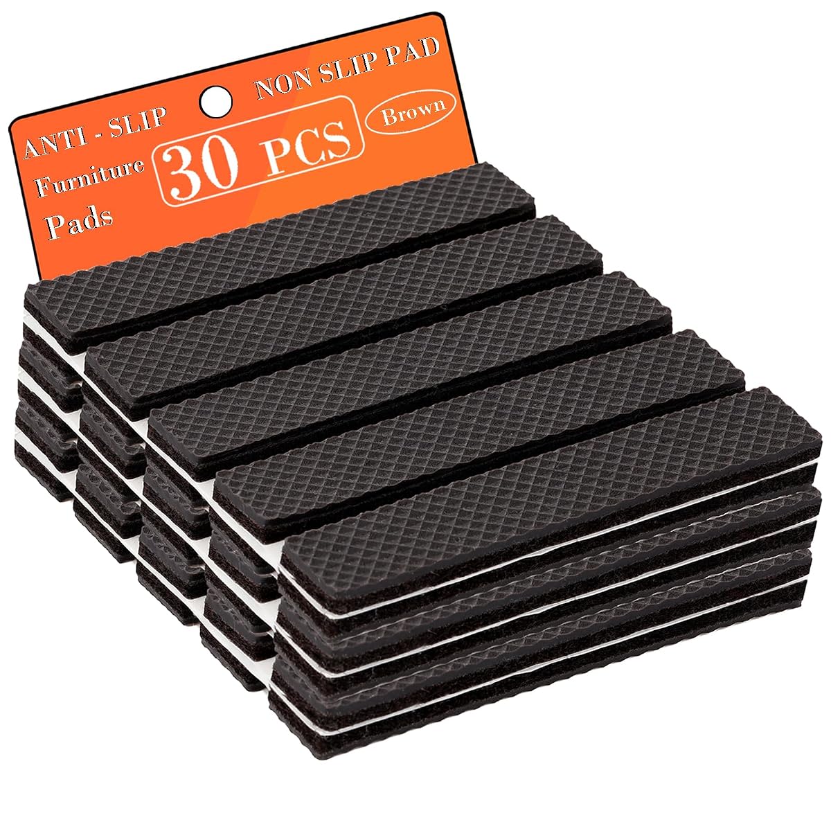 Non Slip Furniture Pads - Furniture Grippers for Hardwood Floors, 30 PCS Brown Non Skid Pads for Furniture Legs, Self Adhesive Rubber Furniture Floor Protectors - Keep Furniture in Place