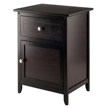 Eugene Accent Table in Espresso, Classic Small Bedside Table for Bedroom, Sturdy Nightstand with Storage, Convenient Furniture for Couch Side, Living Room, Entryway