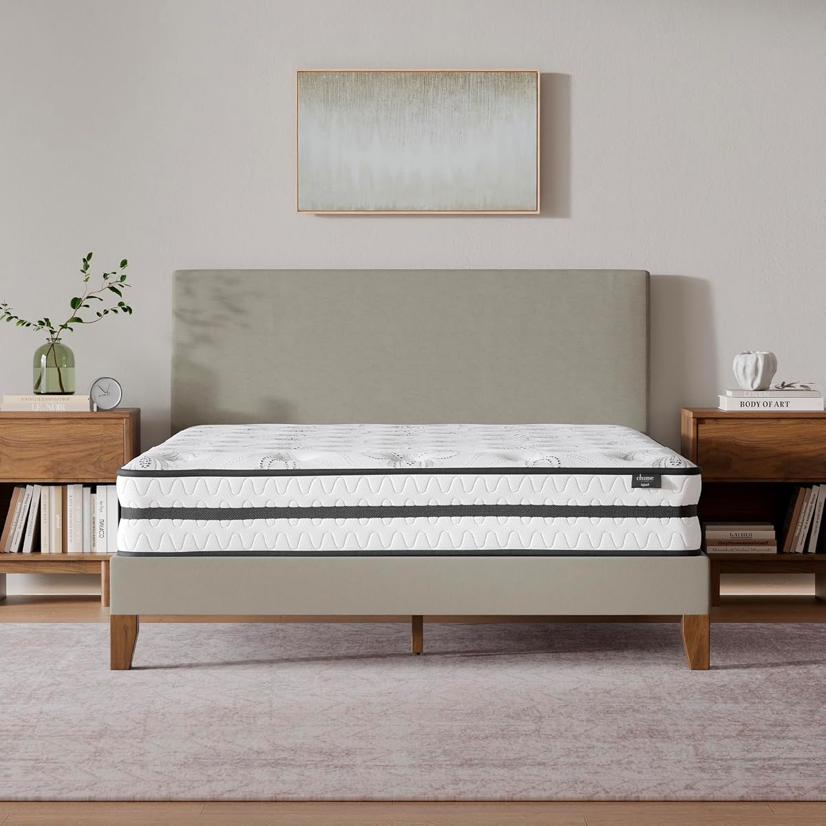Signature Design by Ashley King Size Chime 10 Inch Medium Firm Hybrid Mattress with Cooling Gel Memory Foam for Pressure Relief, Fiberglass-Free, Mattress In A Box