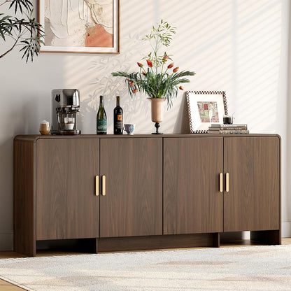 70" Sideboard Buffet Cabinet with Adjustable Shelves Storage,Walnut