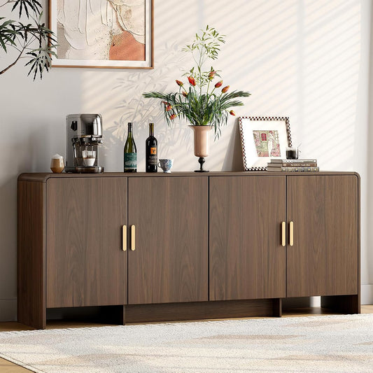 70" Sideboard Buffet Cabinet with Adjustable Shelves Storage,Walnut
