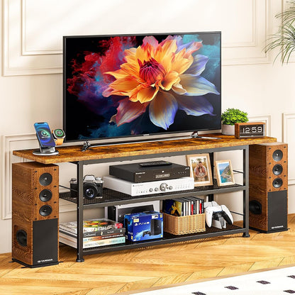 TV Stand for TVs up to 55 Inch TV, Entertainment Center with Open Shelves