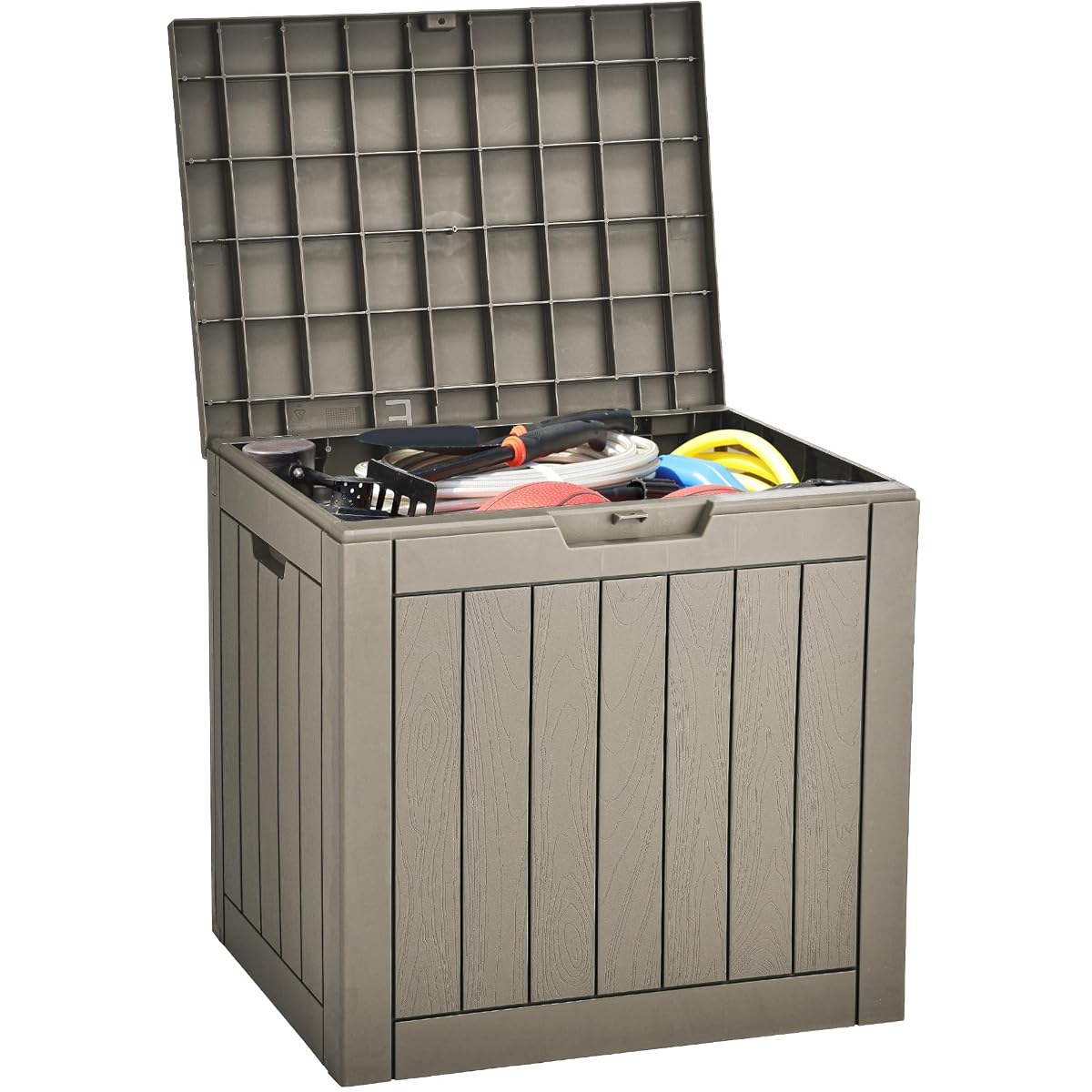31 Gallon Outdoor Storage Deck Box | Waterproof Resin Package Delivery and Storage Box with Lockable Lid for Patio Furniture Cushions, Pool Accessories, Garden