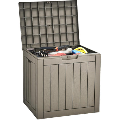 31 Gallon Outdoor Storage Deck Box | Waterproof Resin Package Delivery and Storage Box with Lockable Lid for Patio Furniture Cushions, Pool Accessories, Garden