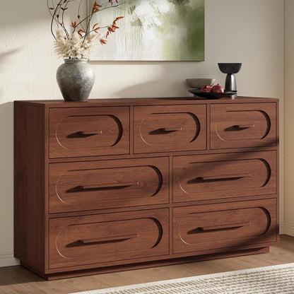 47" 7 Drawer Dresser for Bedroom, Walnut