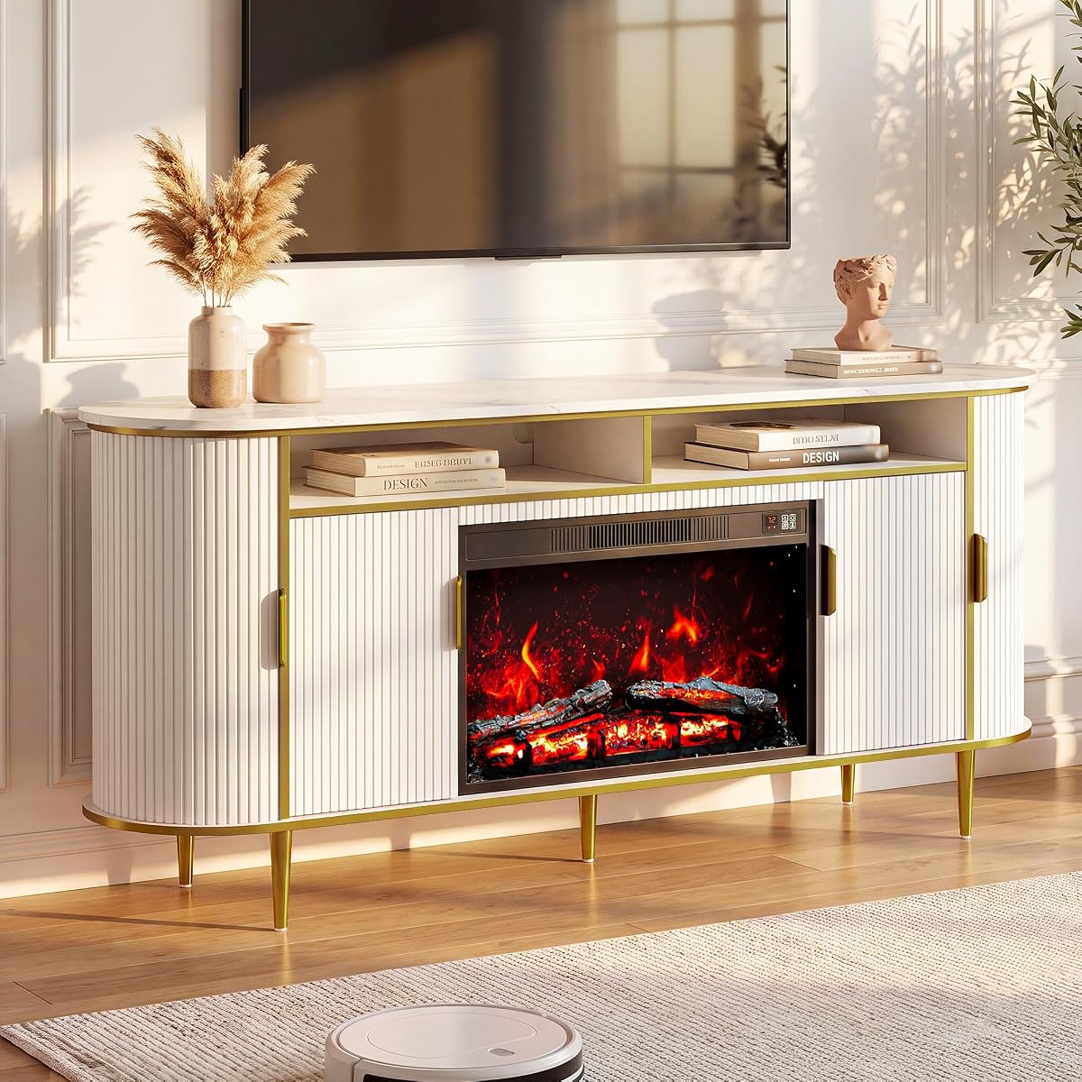 68" TV Stand with Fireplace for TVs up to 75 Inches