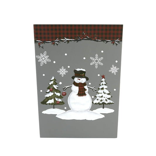 Red woodland winter wastebasket