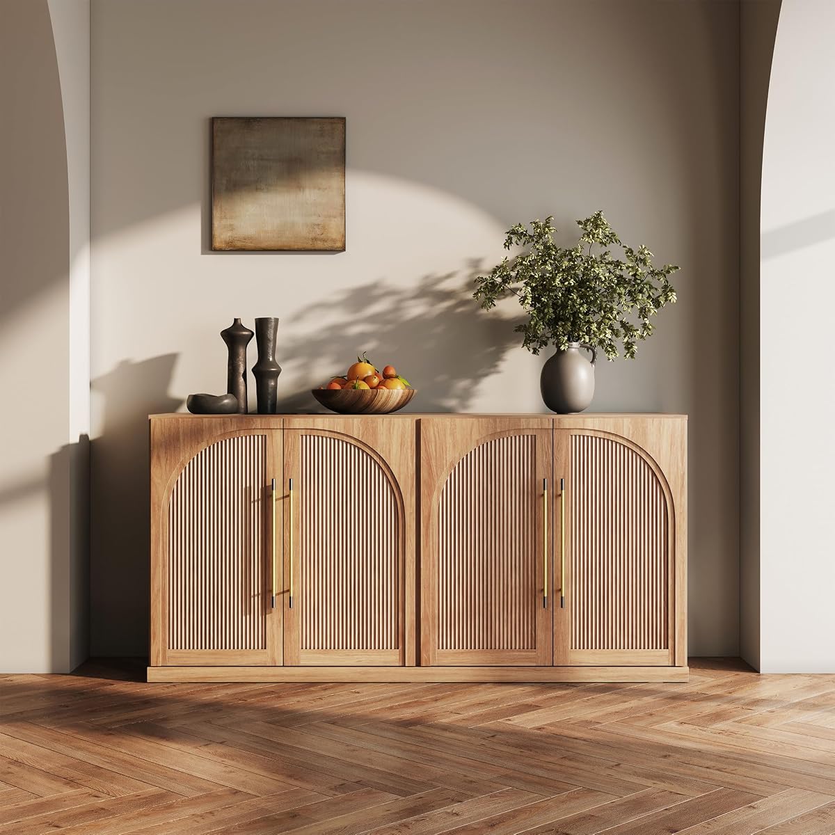 65" Kitchen Storage Cabinet with Adjustable Shelves