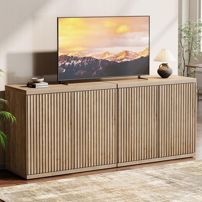 61.8" TV Stand for Living Room,Fluted Media Console Fits 55–65 Inch TVs