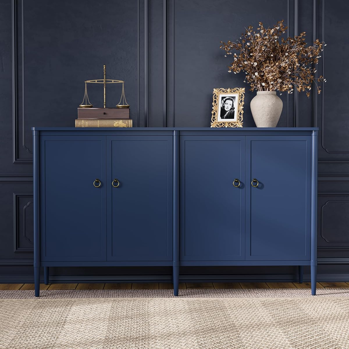 58" Sideboard Buffet Cabinet with Storage for Dining Room, Blue