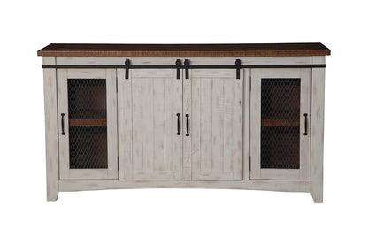 Martin Svensson Home Rustic 65" Wood Entertainment Center, White and Honey