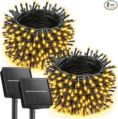 2 Pack Solar String Lights Outdoor Waterproof, 92Ft 240 LED Solar Lights Outdoor with 8 Modes, Outdoor Light Solar Powered for Patio Yard Tree Garden Party Decorations, Warm White