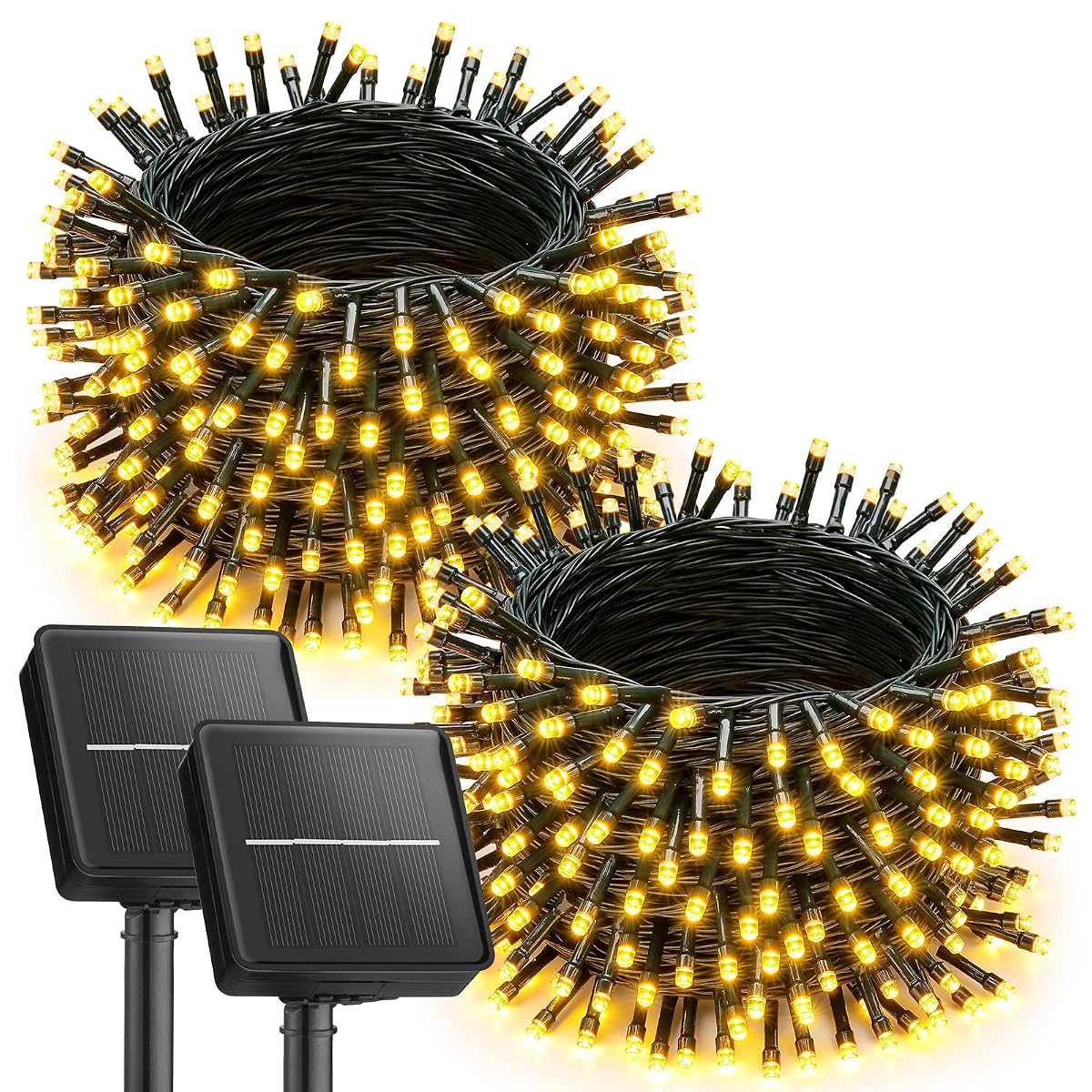 2 Pack Solar String Lights Outdoor Waterproof, 92Ft 240 LED Solar Lights Outdoor with 8 Modes, Outdoor Light Solar Powered for Patio Yard Tree Garden Party Decorations, Warm White