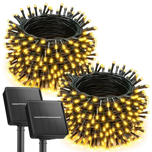 2 Pack Solar String Lights Outdoor Waterproof, 92Ft 240 LED Solar Lights Outdoor with 8 Modes, Outdoor Light Solar Powered for Patio Yard Tree Garden Party Decorations, Warm White