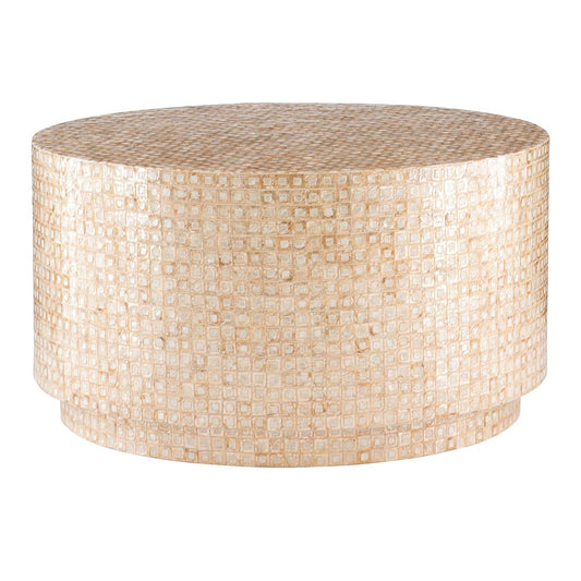 Gold Capiz Mosaic Kiro Coffee Table, 30 in x 30 in x 17 in