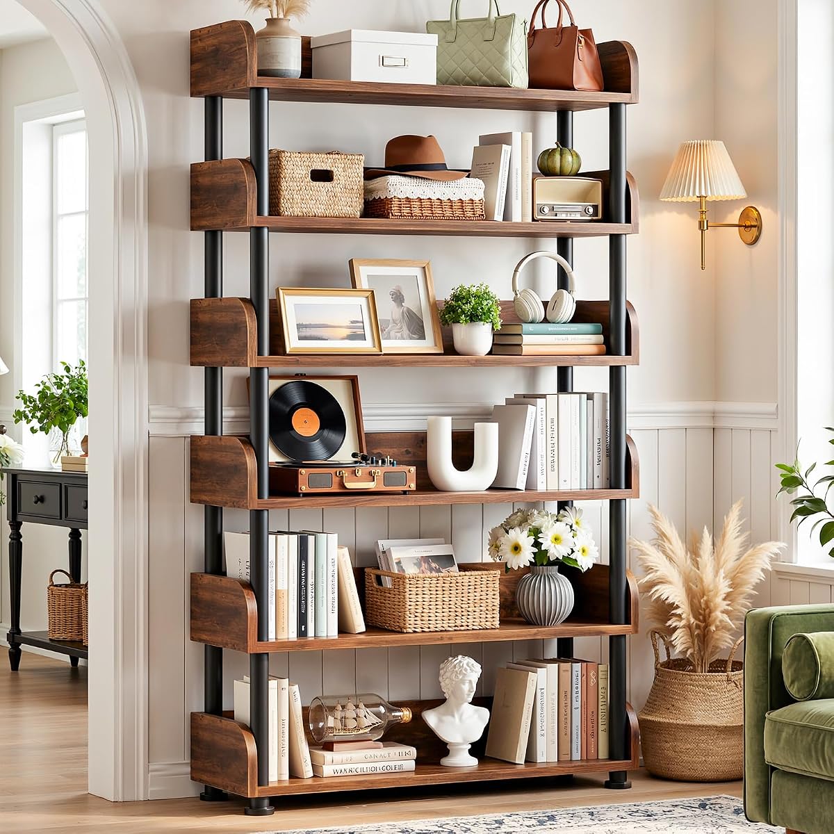 6-Tier Tall Open Bookshelf