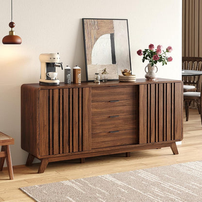 Sideboard Buffet Cabinet with Storage, Fluted Kitchen Cabinet