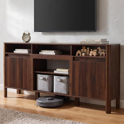 68" Mid Century Modern TV Stands for Living Room, Fulted TV Stand