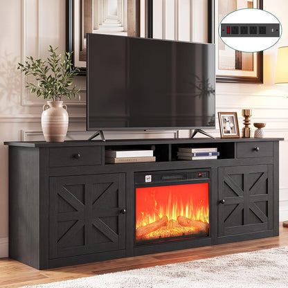 Electric Fireplace TV Stand with Storage for TVs up to 80", Black