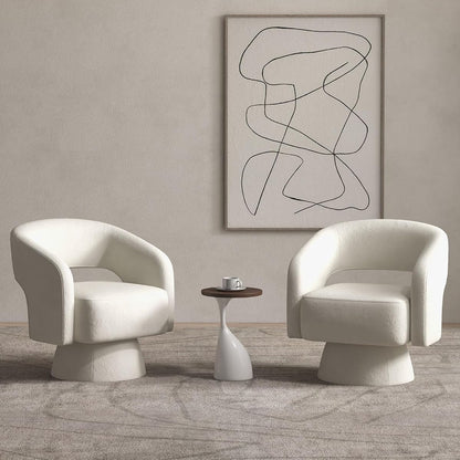 Swivel Barrel Chair, Set of 2 Velvet Accent Armchair 360 Degree Swivel Club Chair for Living Room Bedroom Reception Room, Beige
