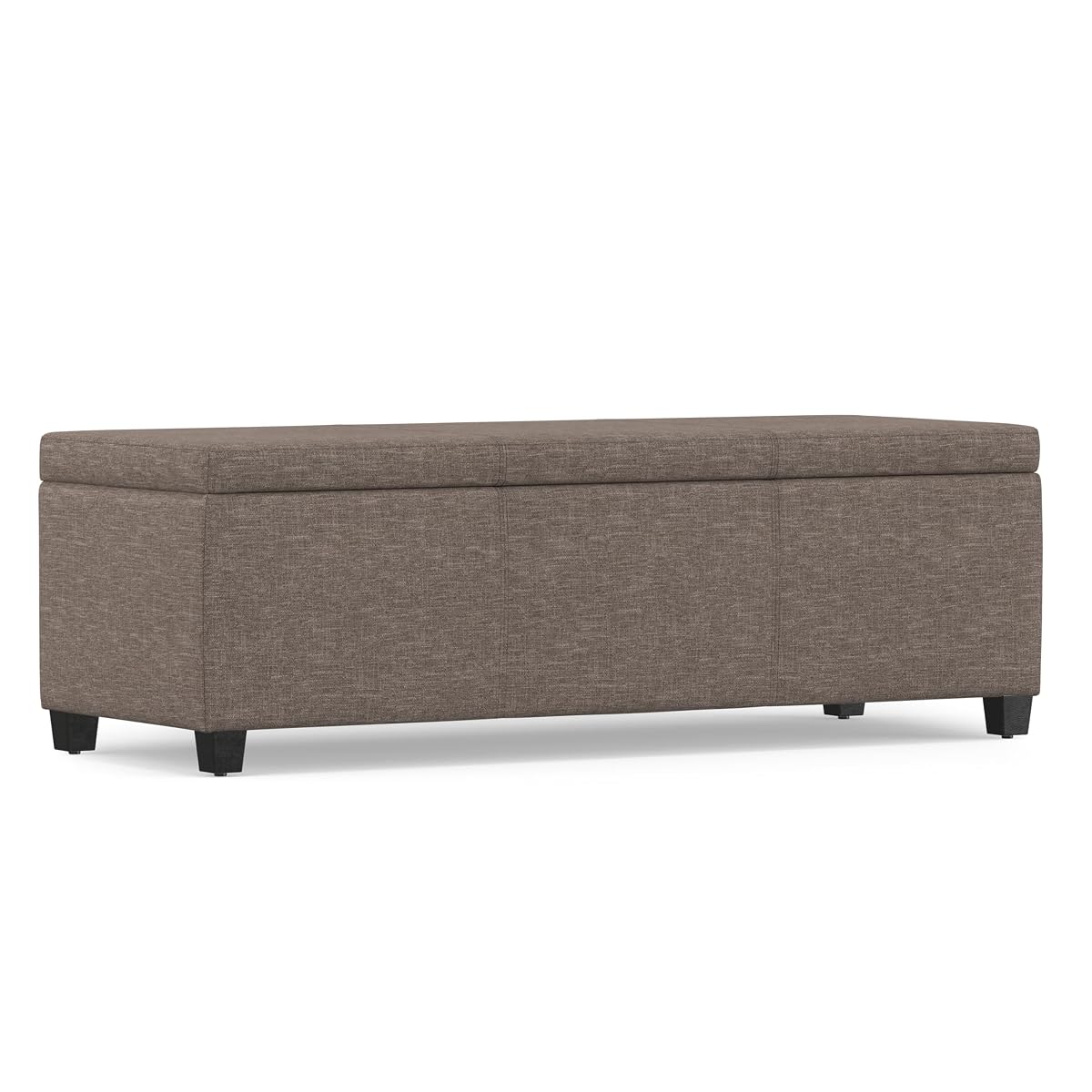 Avalon Storage Ottoman Bench - 48" Wide x 16" High Upholstered Linen Look Fabric Rectangular Lift-Top Ottoman in Fawn Brown, Contemporary Bench for Living Room with High-Density Foam