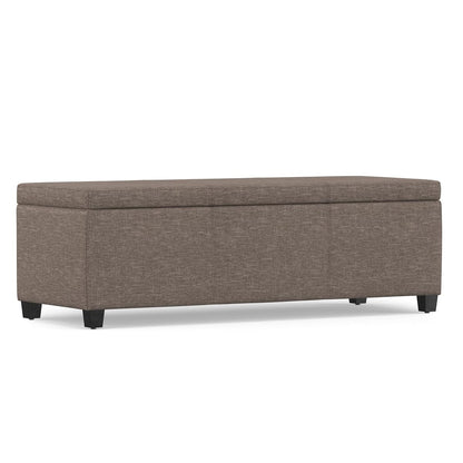 Avalon Storage Ottoman Bench - 48" Wide x 16" High Upholstered Linen Look Fabric Rectangular Lift-Top Ottoman in Fawn Brown, Contemporary Bench for Living Room with High-Density Foam