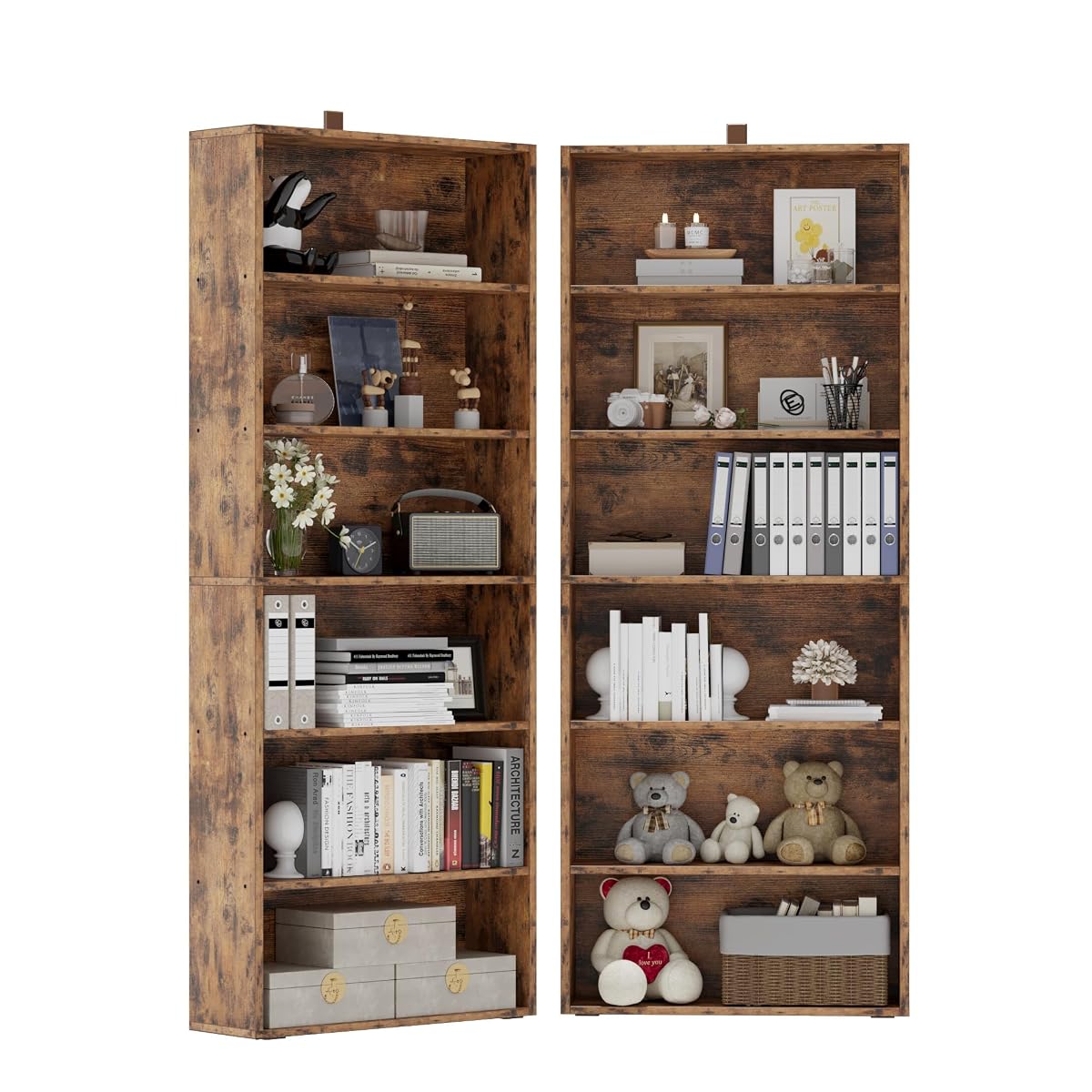 Bookshelf and Bookcases 70" Tall, 6 Tiers Display Storage Shelves