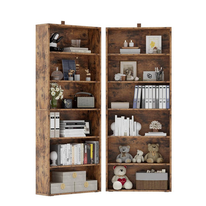Bookshelf and Bookcases 70" Tall, 6 Tiers Display Storage Shelves