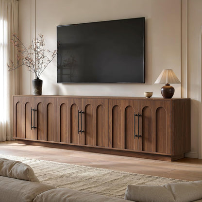 94.5" Extra Long Arched TV Stand for TVs Up to 100 Inch (Walnut)