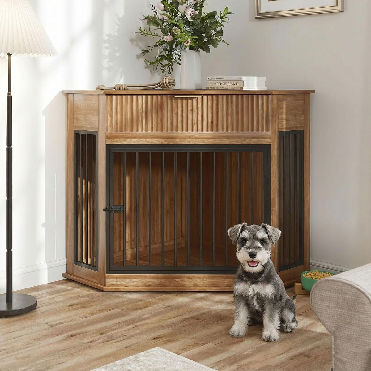 Corner Dog Crate Furniture for Small Medium Dogs