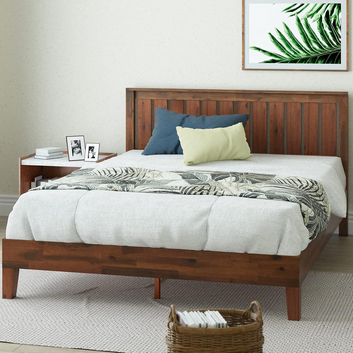 Zinus Vivek Deluxe Wood Platform Bed Frame with Headboard, King