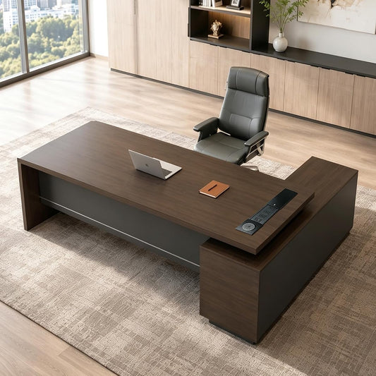 L-Shaped Executive Desk 71", Thickened Desktop 1.65",Commercial Grade